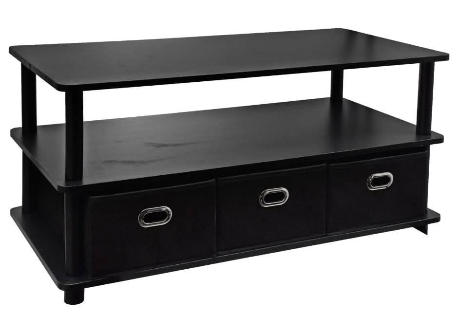 Interiors By Design Coffee Table With Storage Bins, 29x15.7x15.5 in, Black