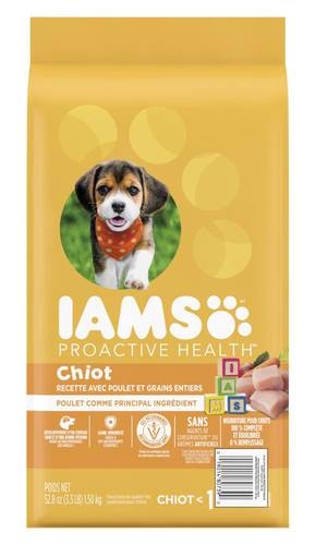 Nourriture sèche pour chiots iams recette avec poulet et grains entiers - iams smart puppy proactive health dry dog food, chicken (1.5 kg)