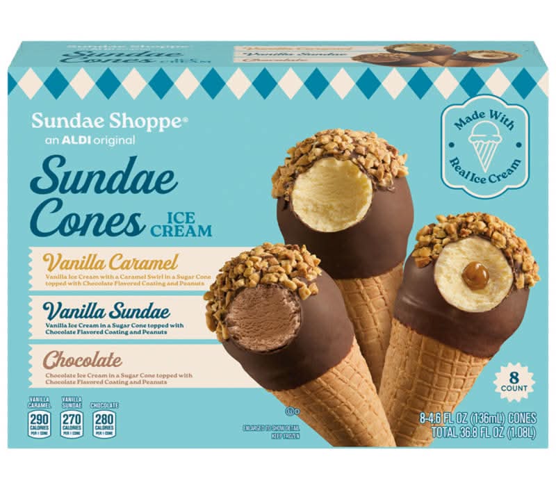 Sundae Shoppe Mixed Sundae Nut Cones, Vanilla Caramel-Vanilla Sundae-Chocolate (8 x 4.6 fl oz)