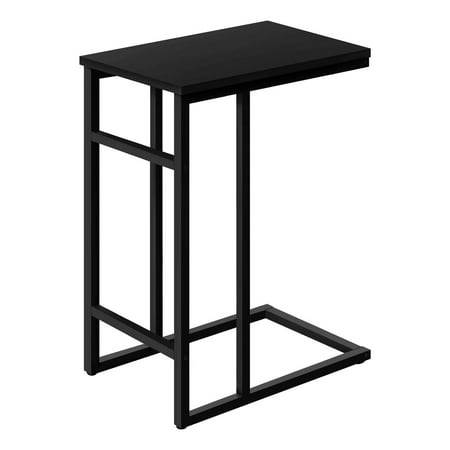 Monarch Specialties Accent Table, C-shaped, End, Side, Snack, Living Room, Bedroom, Metal, Laminate, Black, Contemporary, Modern