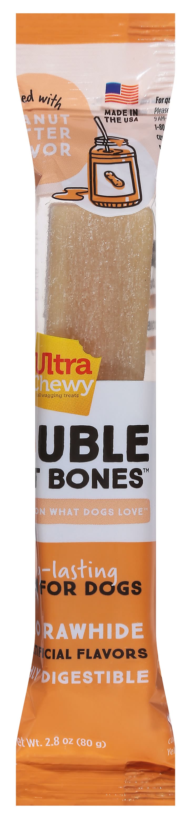 Ultra Chewy Peanut Butter Flavor Double Treat Bones (2.8 oz)