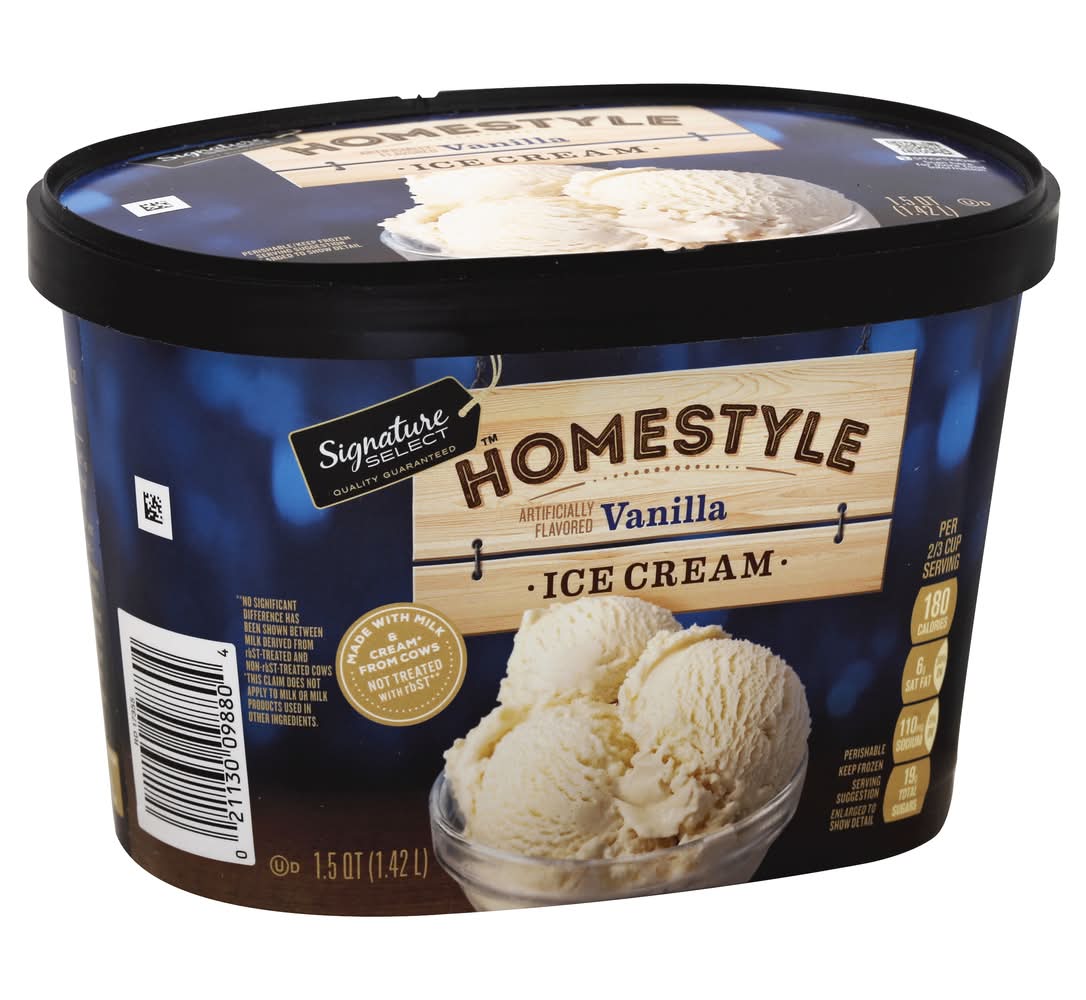 Signature Select Homestyle Ice Cream, Vanilla (1.5 qt)