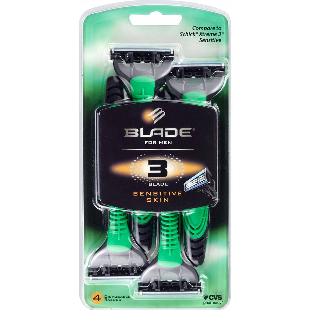 Blade Men'S 3-Blade Razor For Sensitive Skin, 4 Ct