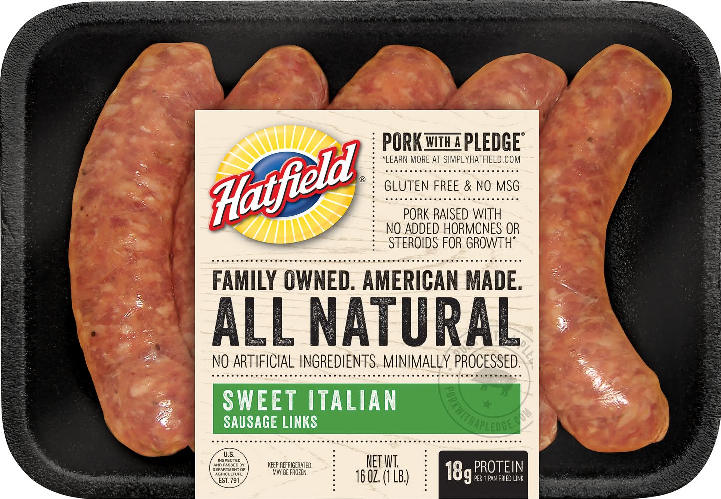 Hatfield All Natural Sweet Italian Sausage Links (16 oz)