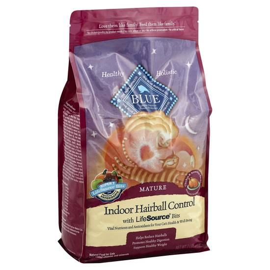 Blue Buffalo Indoor Hairball Control Mature Dry Cat Food (7 lbs)