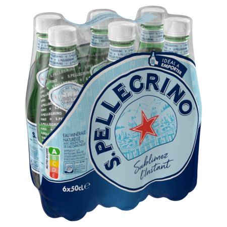Eau minérale gazeuse naturelle S.PELLEGRINO - le pack de 6 bouteilles de 50cL