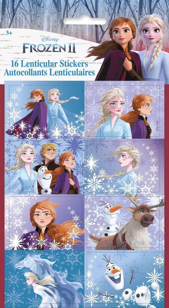 Unique party favors autocollants lenticulaires la reine des neiges ii (16 unités) - frozen ii lenticular stickers (16 units)