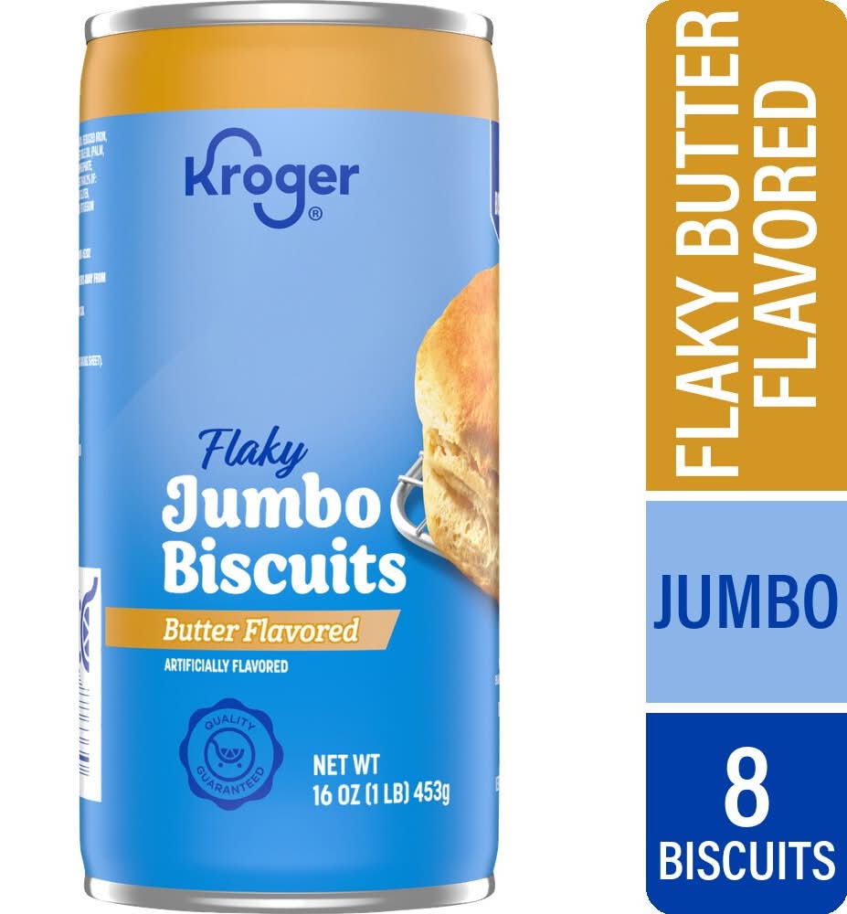 Kroger Flaky Flavored Biscuits, Butter, Jumbo (16 oz, 8 ct)