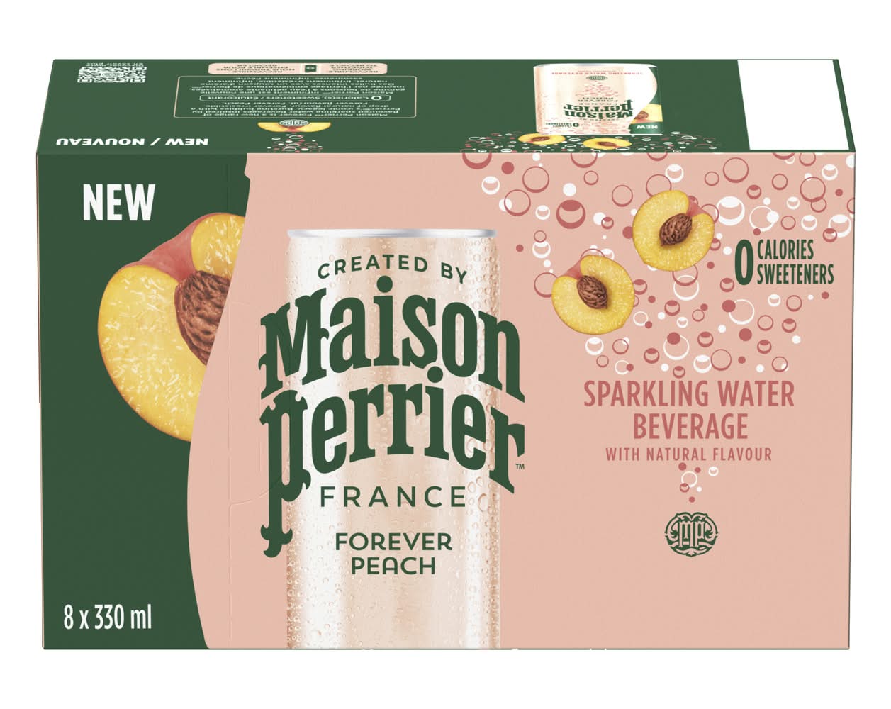 Maison Perrier France Sparkling Water Beverage, Peach (8 x 330 ml)