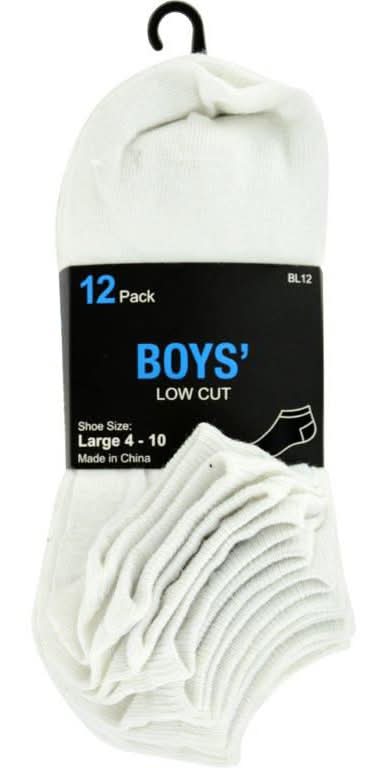 Boys' Low Cut Socks - Large 12 Ct - Assorted