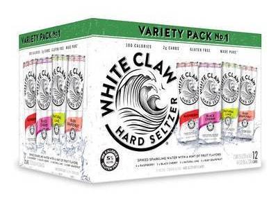 White Claw The iconic Hard Seltzer (12X12 Fl oz)(5%ABV)(Raspberry,Black Cherry,Natural Lime,Pineapple)