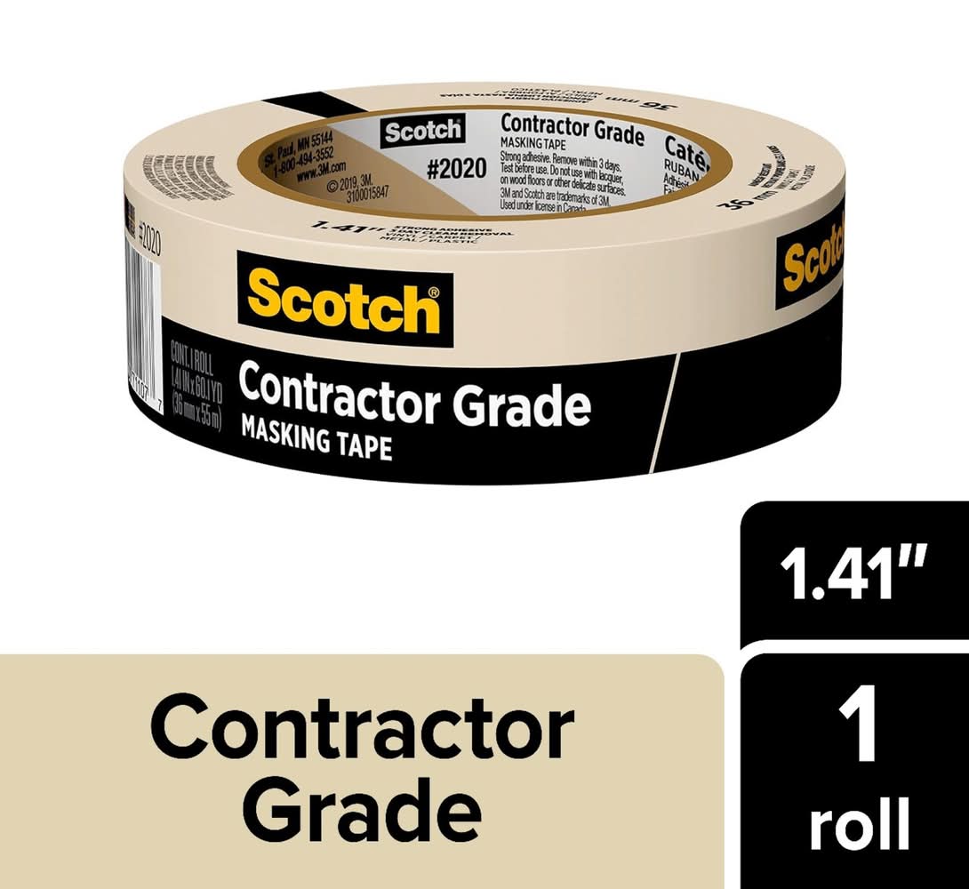 Scotch 2020 Contractor Grade 1.41-in x 60 Yard(s) Masking Tape