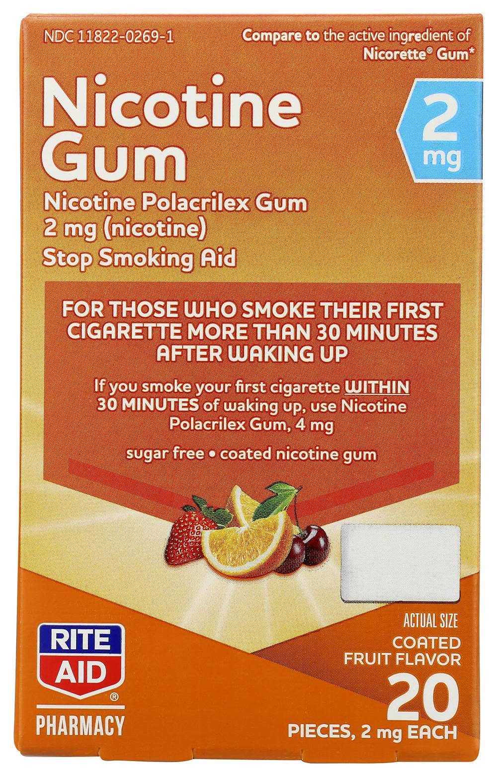 Rite Aid Nicotine Gum, Fruit (20 ct)