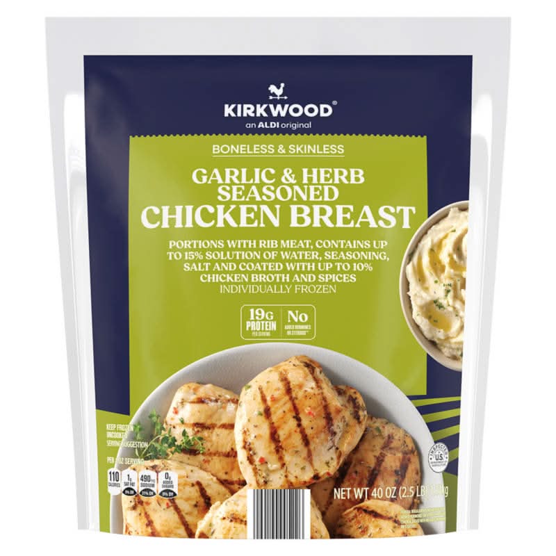 Kirkwood Seasoned Chicken Breasts, Garlic-Herb (40 oz)