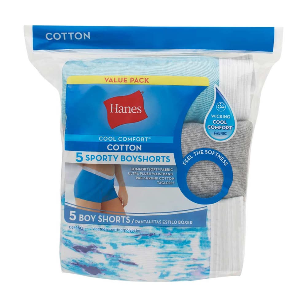 Hanes Cool Comfort Cotton Sporty Boyshorts, Women, XL, Assorted (5 ct)
