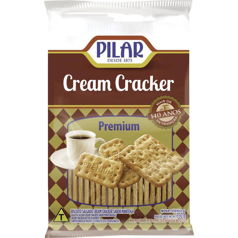 Pilar biscoito salgado cream cracker premium sabor manteiga (350g)