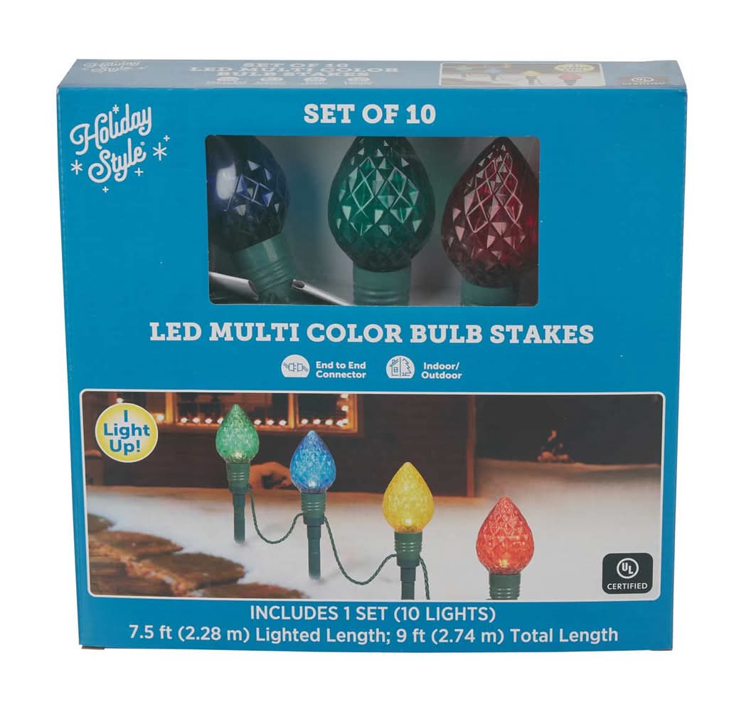 Holiday Style Led Bulb Stake, 9 ft, Assorted (10 ct)