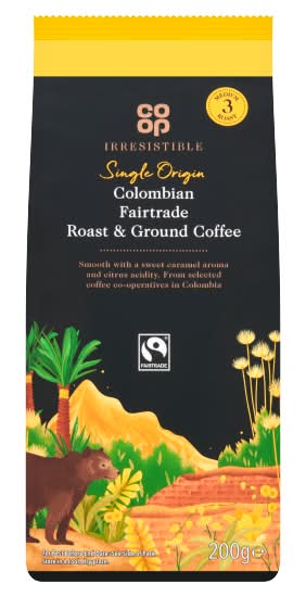 Co-op Irresistible Colombian Fairtrade Roast & Ground Coffee (200g)