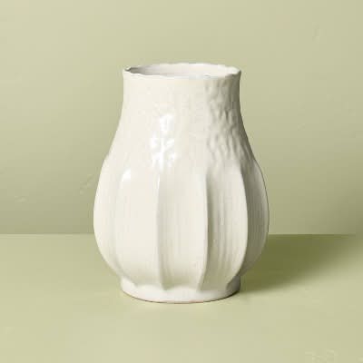 Hearth & Hand with Magnolia Pleated Ceramic Vase, Sour Cream