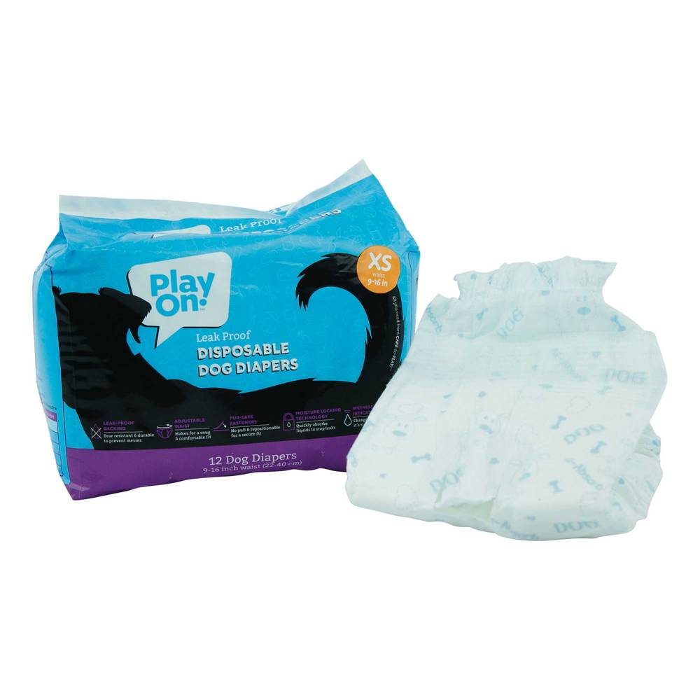 Play On Leak Proof Disposable Dog Diapers, Medium (12 ct)