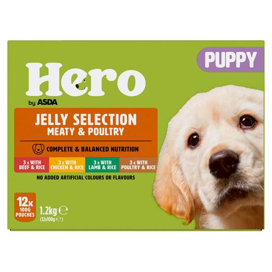 Asda Hero Puppy Meat & Poultry Selection in Jelly 12 x 100g (1.2kg)