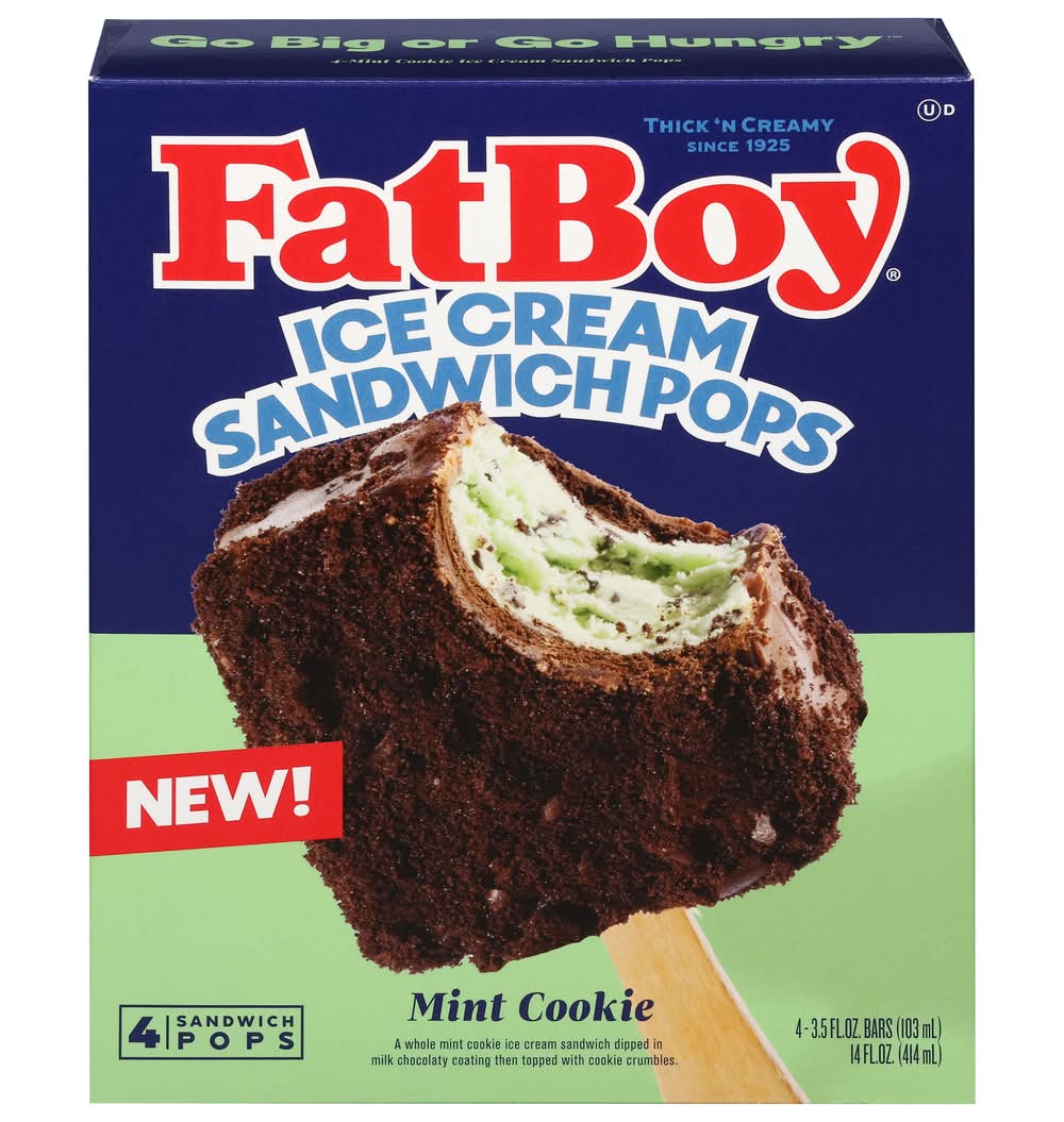 FatBoy Ice Cream Sandwich Pops, Mint Cookie (4 x 3.5 fl oz)