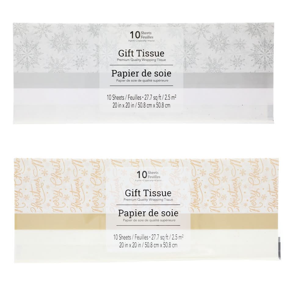 Premium Quality Gift Wrapping Tissue, 20x20 in, Assorted (10 ct)