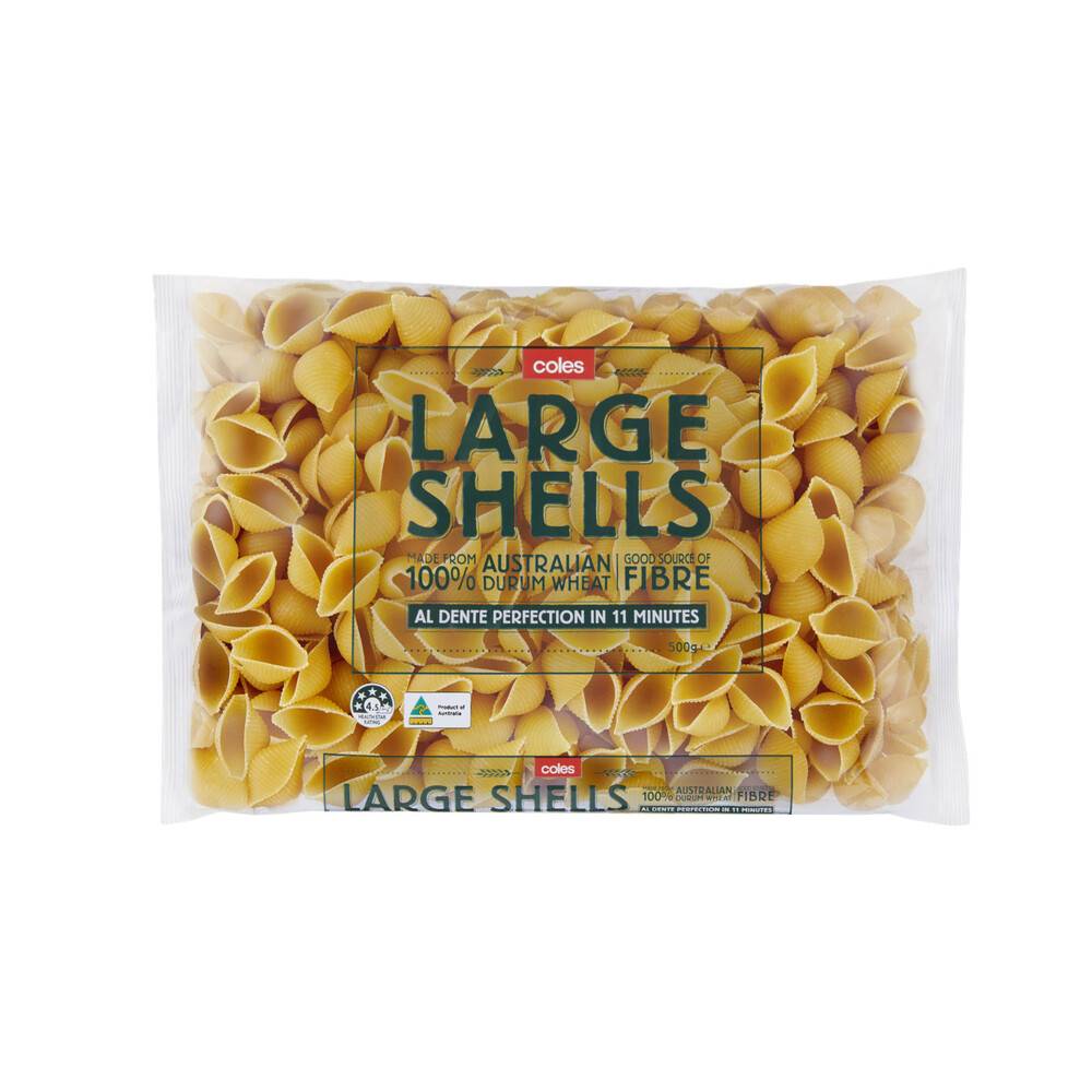 Coles Durum Wheat Pasta Shells Large 500g