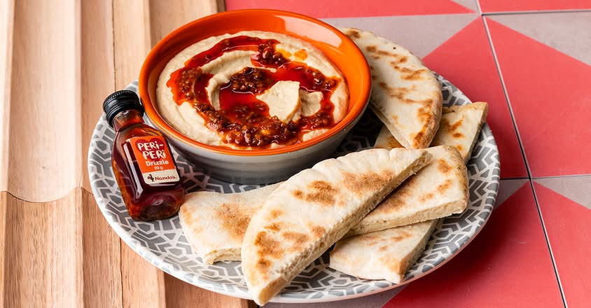 Creamy Hummus with PERi-PERi Drizzle & Pita