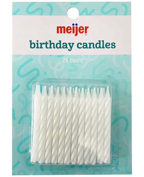Meijer Birthday Candles, White Spirals