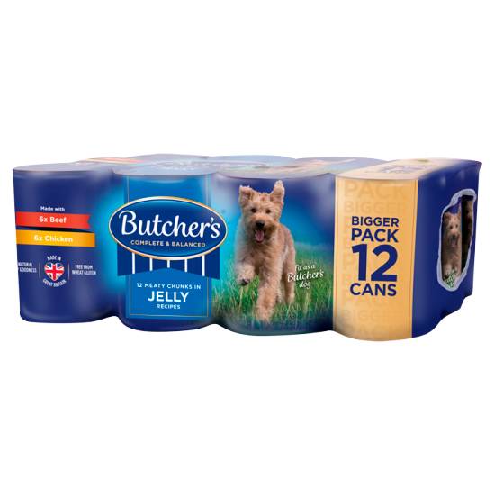 Butcher's Chunks in Jelly Recipes Wet Dog Food Tins (12 ct)