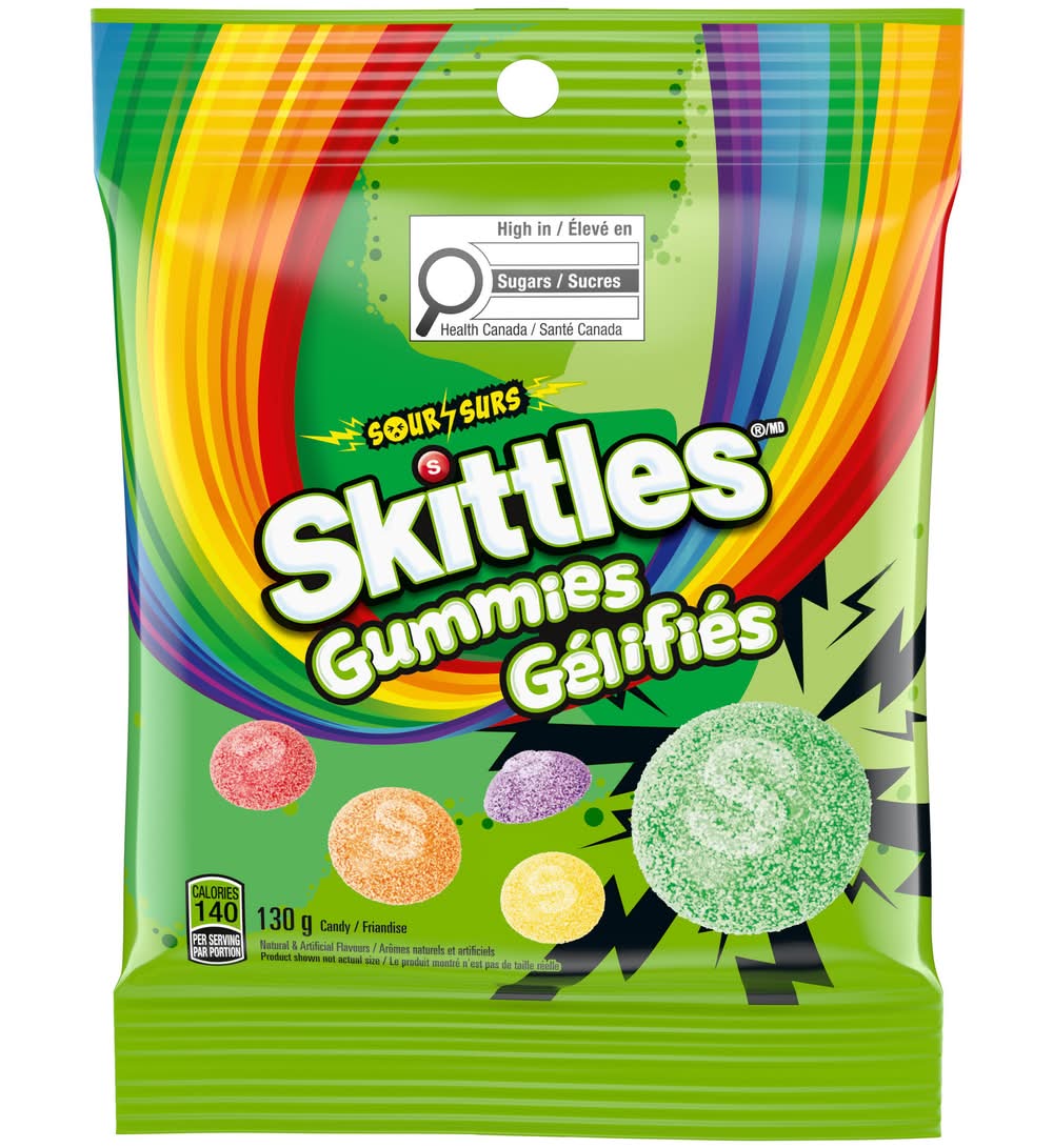 Skittles gummies surs - skittles gummies chewy candy, sour (130 g)