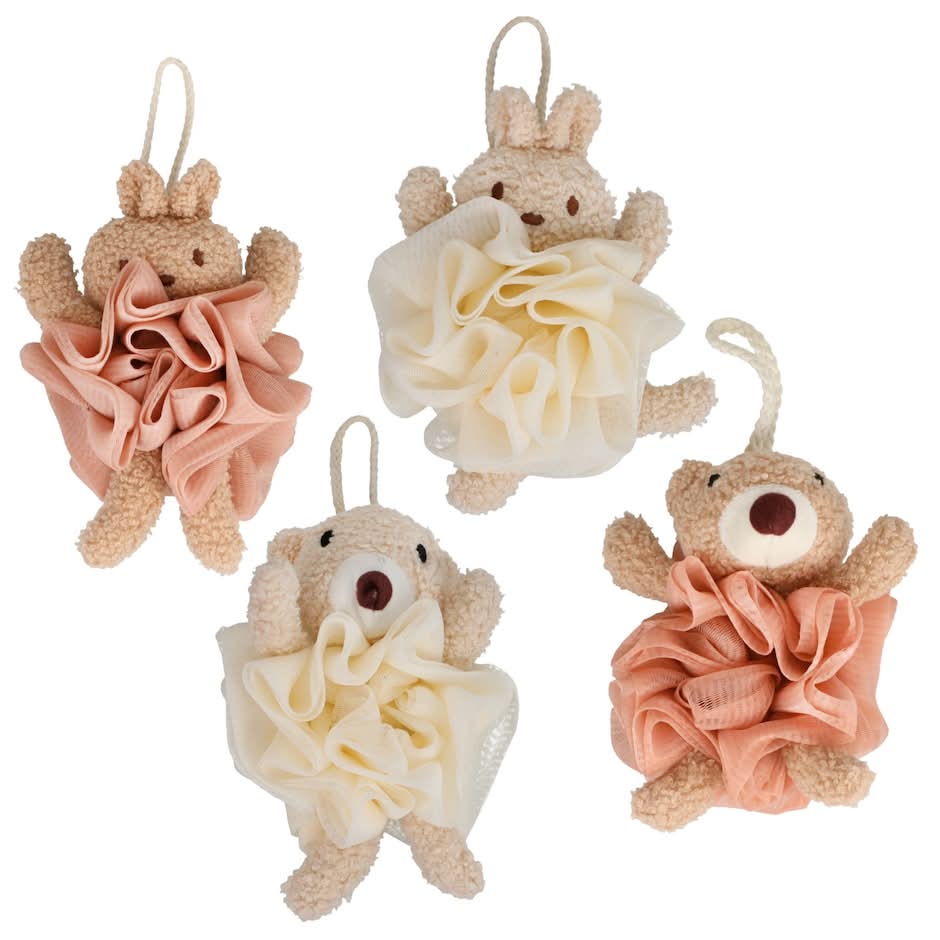 Assorted Animal Shaped Bath Puffs (4 ct)