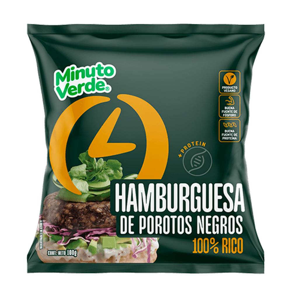 Minuto Verde · Hamburguesa de porotos negros (100 g)