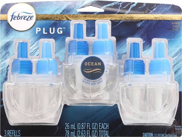 Febreze Plug Air Freshener & Odor Ocean (3 ct)