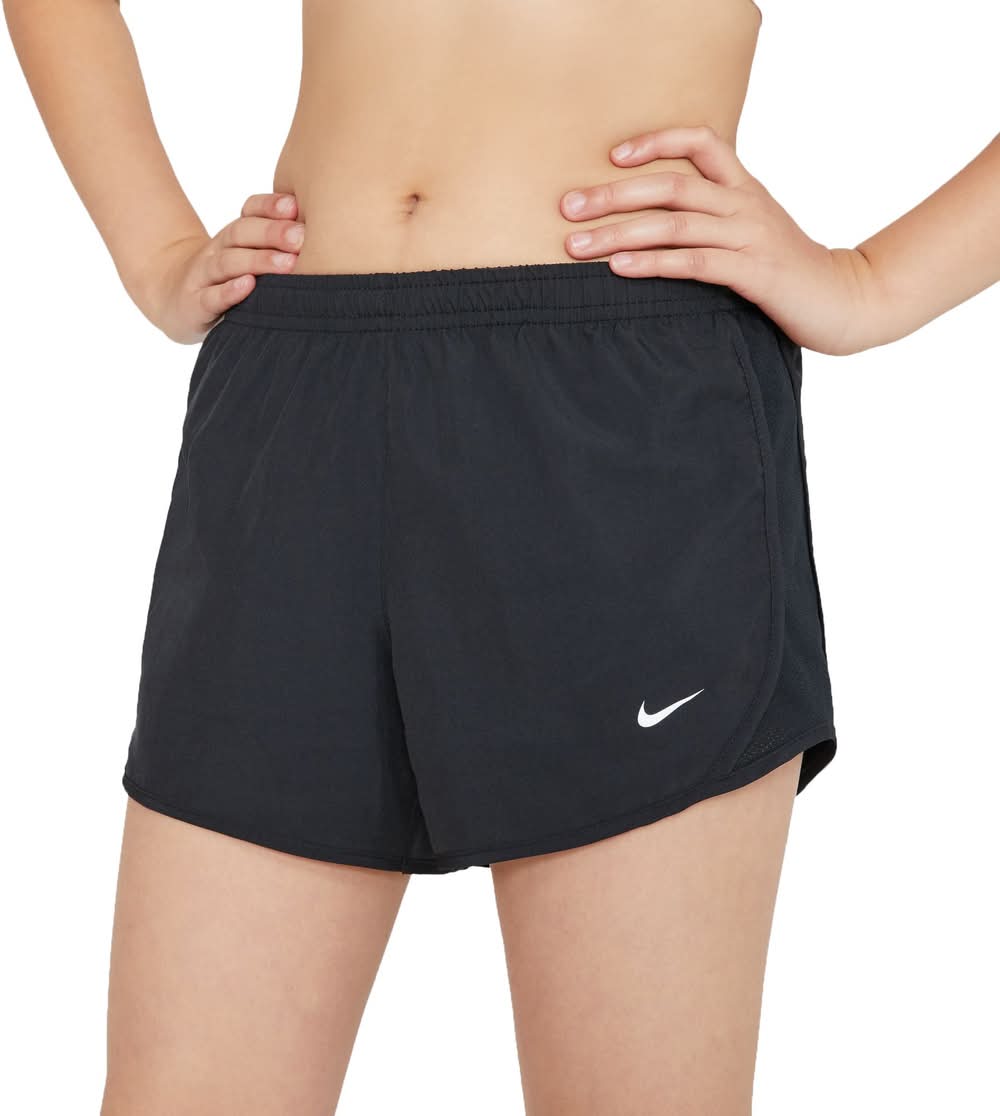 Nike Girls' Dry Tempo Running Shorts (Black/Black/White, M)