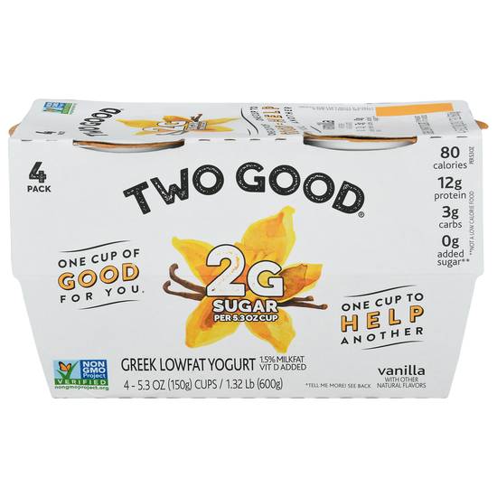 Two Good Lowfat Vanilla Greek Yogurt (4 ct)