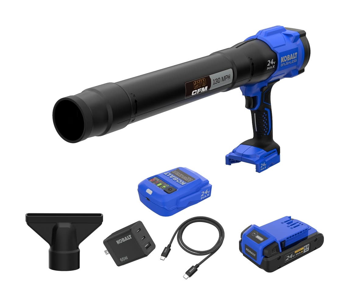Kobalt 24-volt 270-CFM 130-MPH Battery Handheld Leaf Blower 3 Ah Battery Included Charger Included