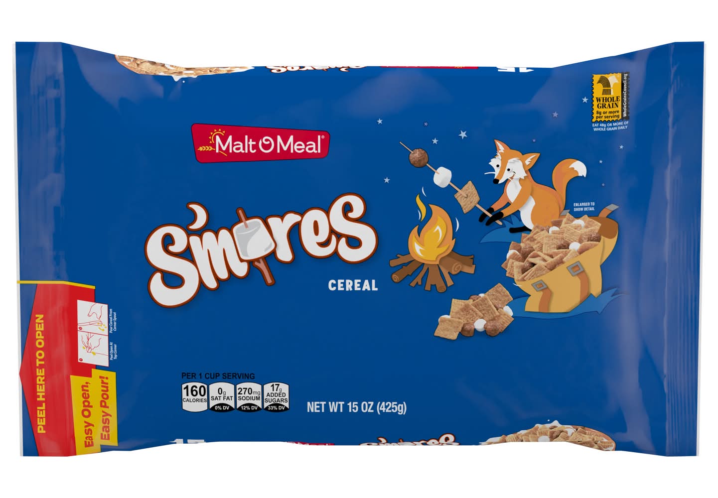 Malt-O-Meal S'mores Cereal Regular Size, Chocolate-Graham-Marshmallow (15 oz)