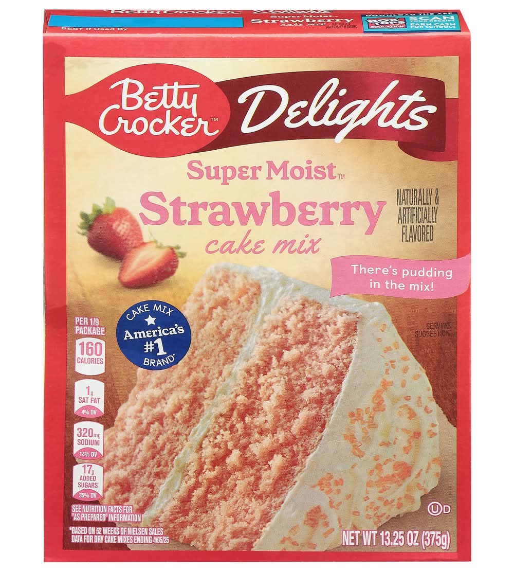Betty Crocker Super Moist Delights Cake Mix, Strawberry (13.25 oz)