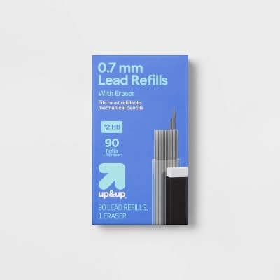 up&up Pencil Lead Refills and Eraser, 0.7 mm, Black (90 ct)