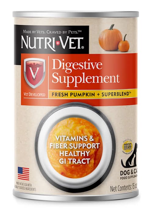 Nutri-Vet Digestive Support Pumpkin Supplements for Dogs, 15 oz.