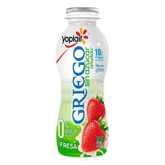 Yoplait yoghurt griego sin azúcar con fresa (botella 220 g)