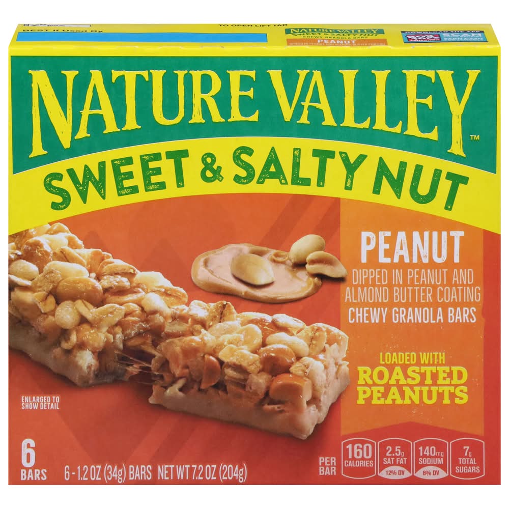 Nature Valley Sweet & Salty Nut Chewy Granola Bars, Peanut (6 x 1.2 oz)