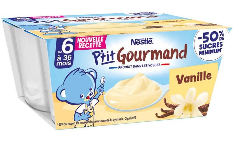 Nestlé - P’tit gourmand dessert lacté pour bébé, vanille (4 x 100g)