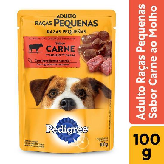 Pedigree ração úmida para cães adultos raças pequenas sabor carne (100 g)