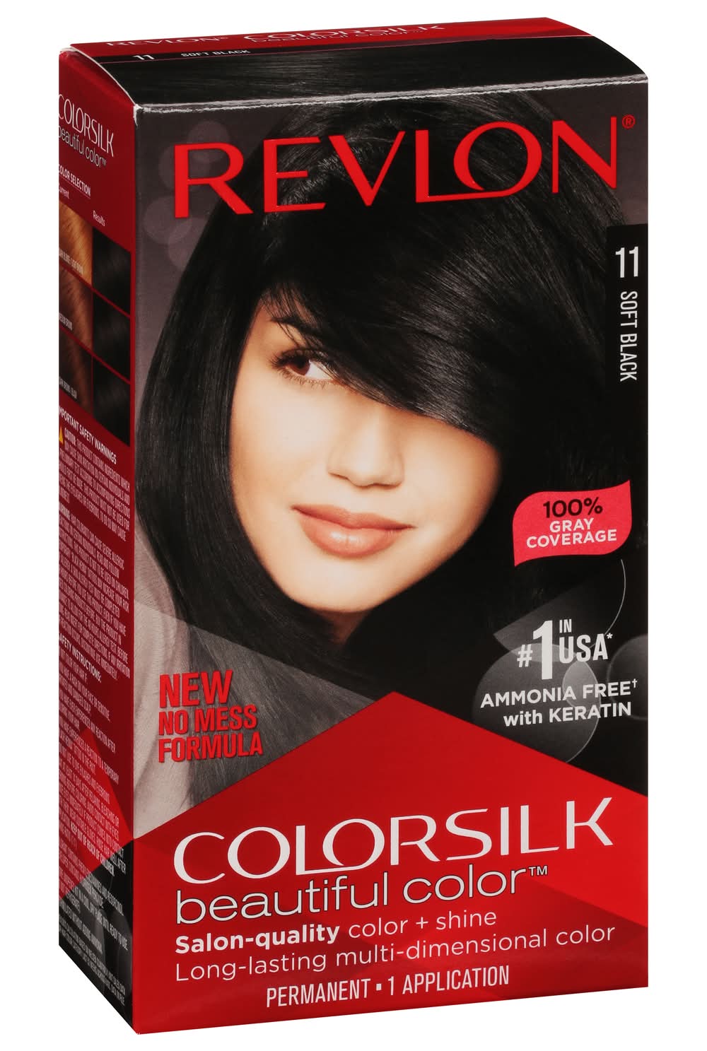 Revlon Colorsilk Beautiful Permanent Hair Color, 11 Soft Black (4.4 fl oz)