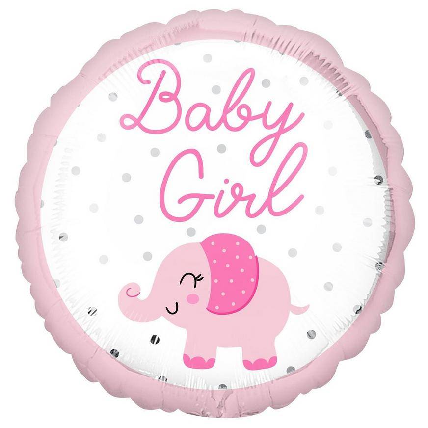 Uninflated Pink Elephant Baby Girl Foil Balloon, 18in