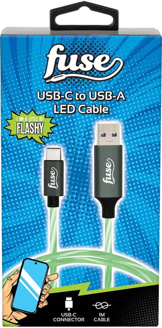 Fuse USB-A to USB-C LED 1 Metre Cable