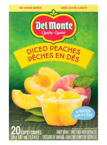 Del Monte Diced Peaches in Water Cups (2.14 L, 20 ct)